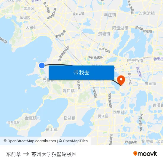 东前章 to 苏州大学独墅湖校区 map