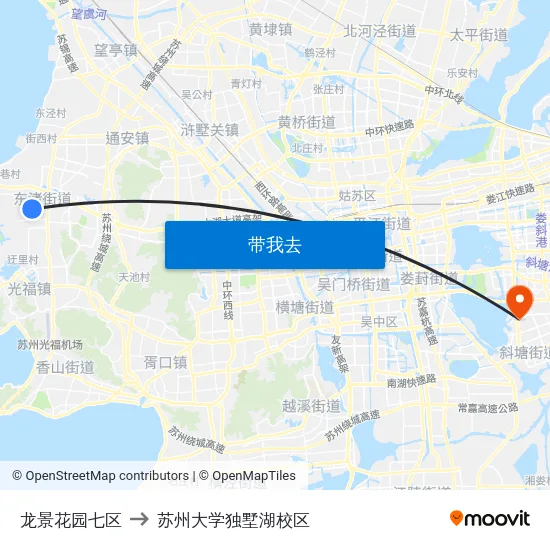 龙景花园七区 to 苏州大学独墅湖校区 map