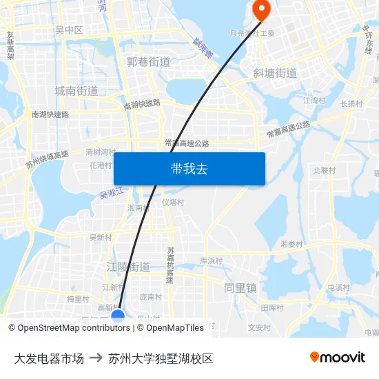 大发电器市场 to 苏州大学独墅湖校区 map