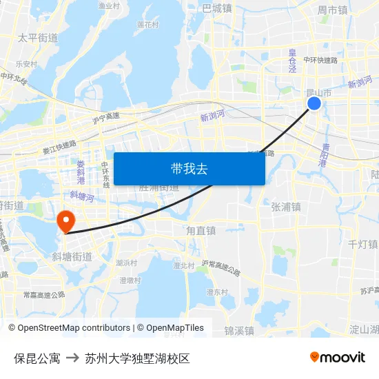 保昆公寓 to 苏州大学独墅湖校区 map
