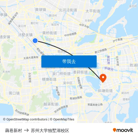 藕巷新村 to 苏州大学独墅湖校区 map