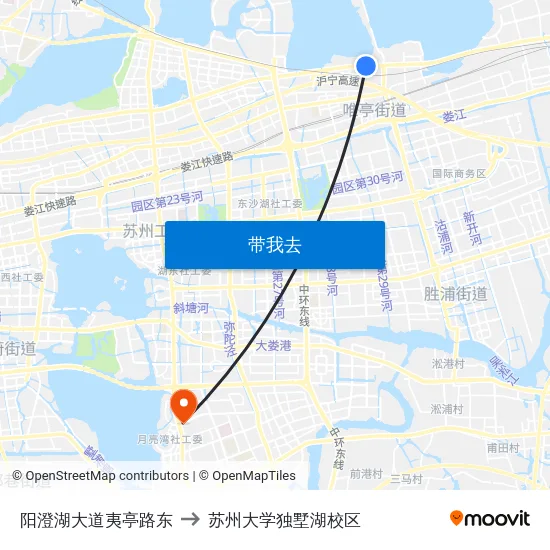 阳澄湖大道夷亭路东 to 苏州大学独墅湖校区 map