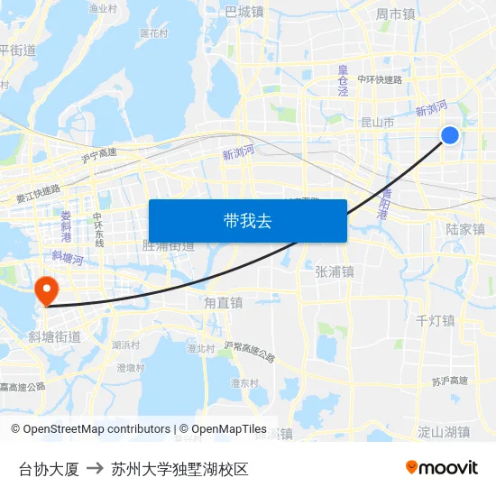台协大厦 to 苏州大学独墅湖校区 map