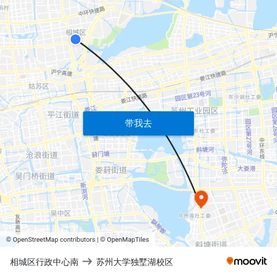 相城区行政中心南 to 苏州大学独墅湖校区 map