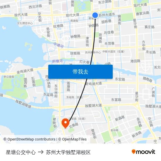 星塘公交中心 to 苏州大学独墅湖校区 map