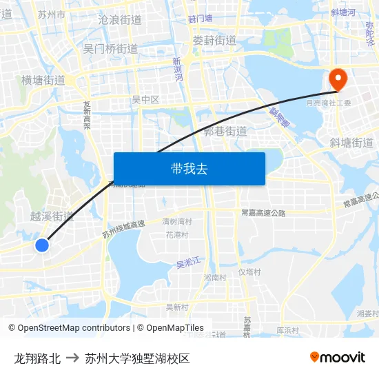 龙翔路北 to 苏州大学独墅湖校区 map