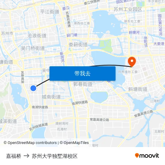 嘉福桥 to 苏州大学独墅湖校区 map