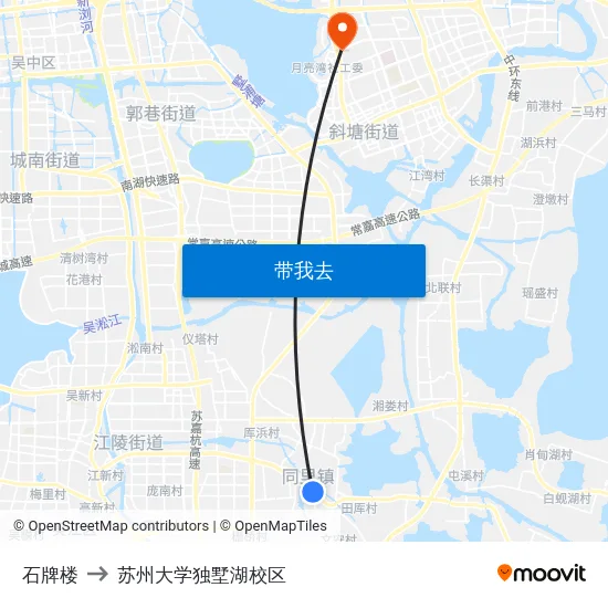 石牌楼 to 苏州大学独墅湖校区 map