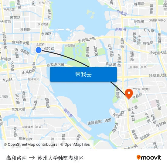 高和路南 to 苏州大学独墅湖校区 map