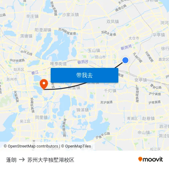 蓬朗 to 苏州大学独墅湖校区 map