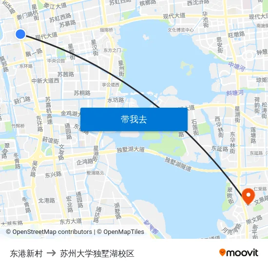 东港新村 to 苏州大学独墅湖校区 map