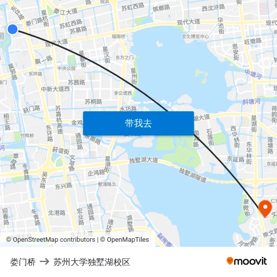 娄门桥 to 苏州大学独墅湖校区 map
