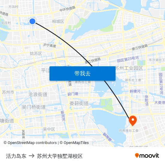 活力岛东 to 苏州大学独墅湖校区 map