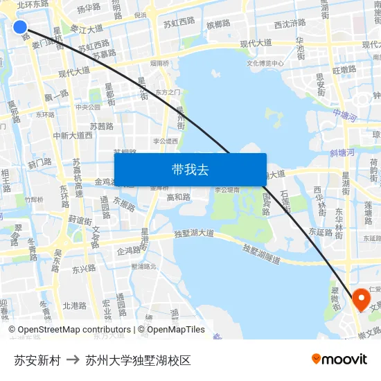 苏安新村 to 苏州大学独墅湖校区 map