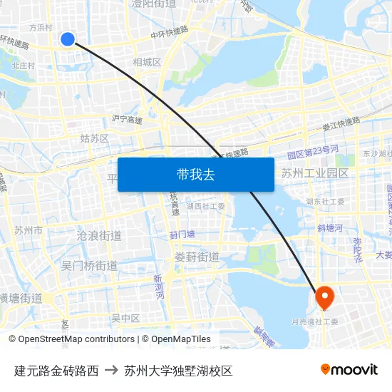 建元路金砖路西 to 苏州大学独墅湖校区 map