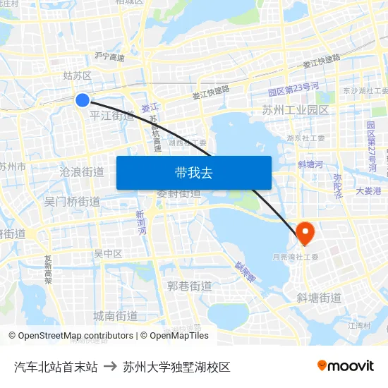 汽车北站首末站 to 苏州大学独墅湖校区 map