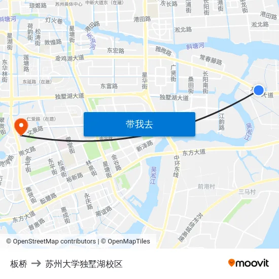 板桥 to 苏州大学独墅湖校区 map