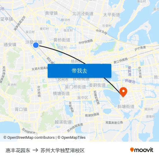 惠丰花园东 to 苏州大学独墅湖校区 map