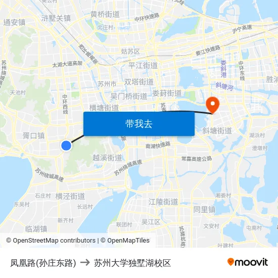 凤凰路(孙庄东路) to 苏州大学独墅湖校区 map