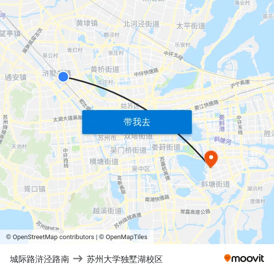 城际路浒泾路南 to 苏州大学独墅湖校区 map