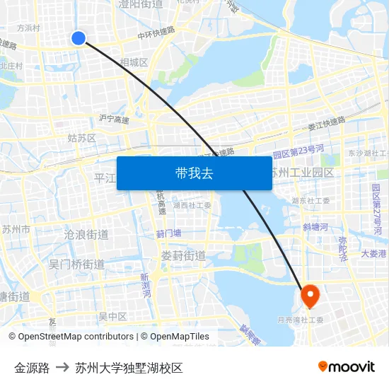 金源路 to 苏州大学独墅湖校区 map