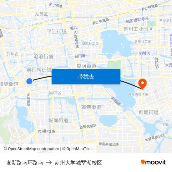 友新路南环路南 to 苏州大学独墅湖校区 map