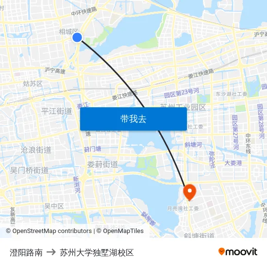 澄阳路南 to 苏州大学独墅湖校区 map