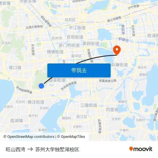 旺山西湾 to 苏州大学独墅湖校区 map
