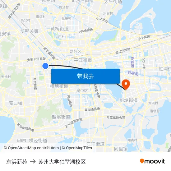 东浜新苑 to 苏州大学独墅湖校区 map
