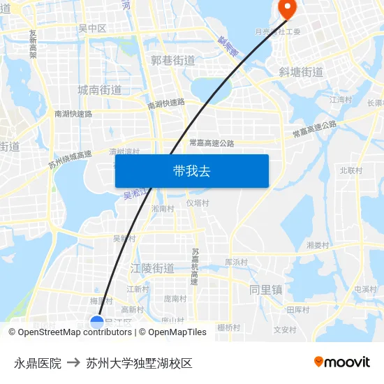 永鼎医院 to 苏州大学独墅湖校区 map