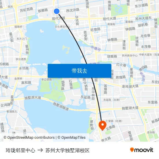 玲珑邻里中心 to 苏州大学独墅湖校区 map