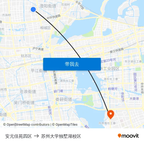 安元佳苑四区 to 苏州大学独墅湖校区 map
