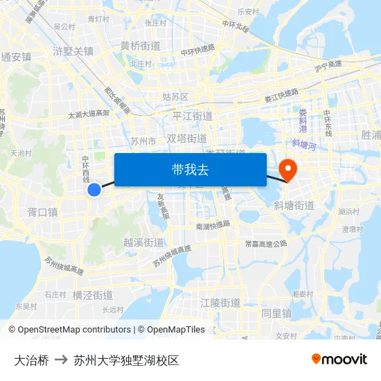 大治桥 to 苏州大学独墅湖校区 map