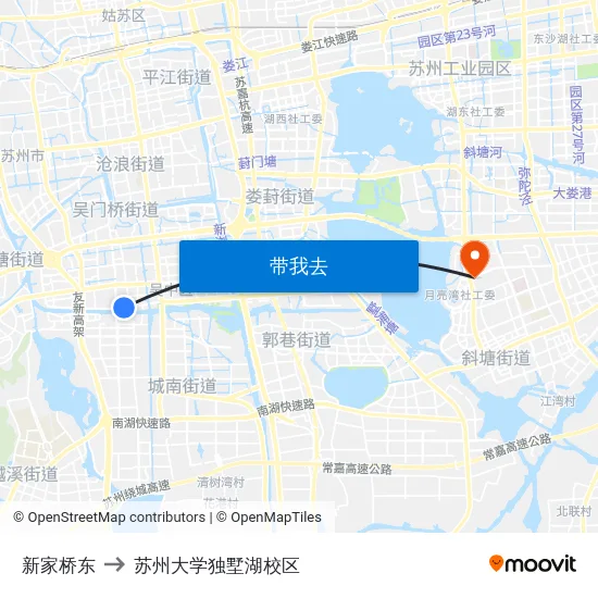 新家桥东 to 苏州大学独墅湖校区 map