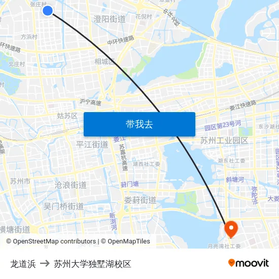 龙道浜 to 苏州大学独墅湖校区 map