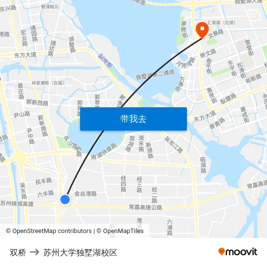 双桥 to 苏州大学独墅湖校区 map