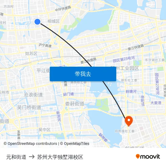 元和街道 to 苏州大学独墅湖校区 map