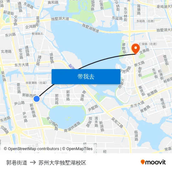 郭巷街道 to 苏州大学独墅湖校区 map