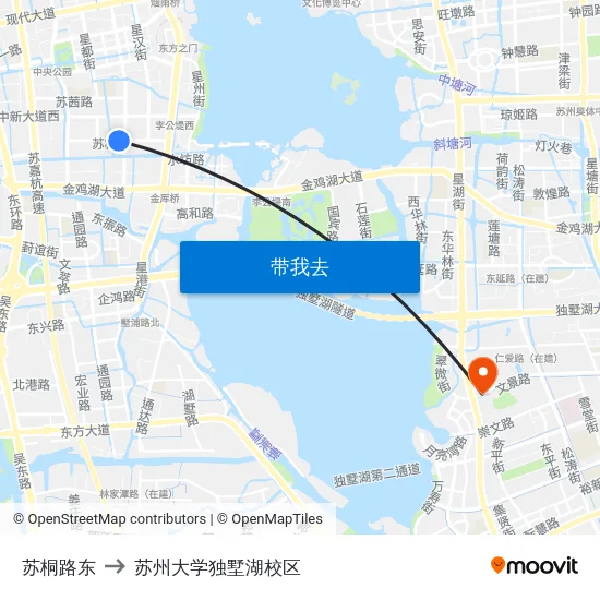 苏桐路东 to 苏州大学独墅湖校区 map