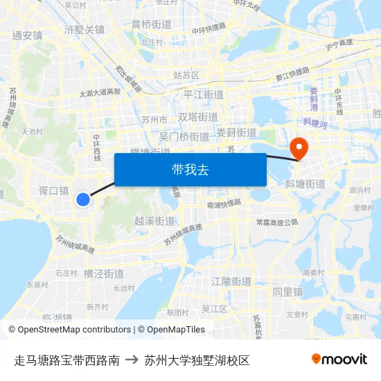 走马塘路宝带西路南 to 苏州大学独墅湖校区 map