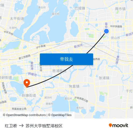 红卫桥 to 苏州大学独墅湖校区 map