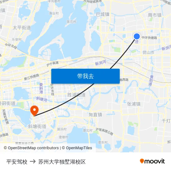 平安驾校 to 苏州大学独墅湖校区 map