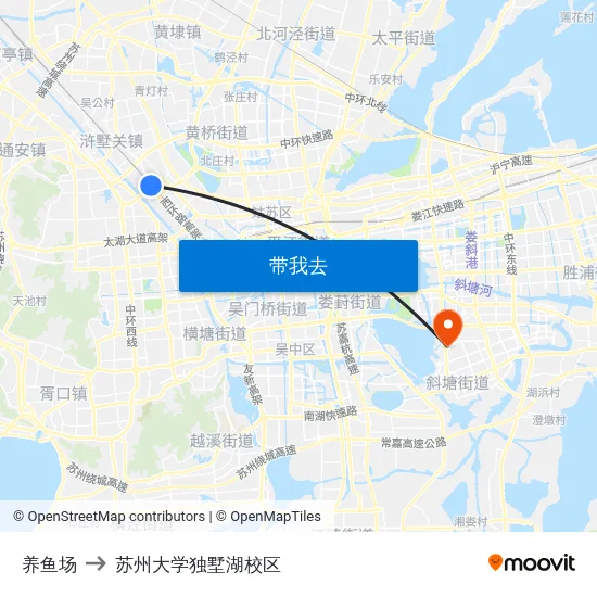 养鱼场 to 苏州大学独墅湖校区 map