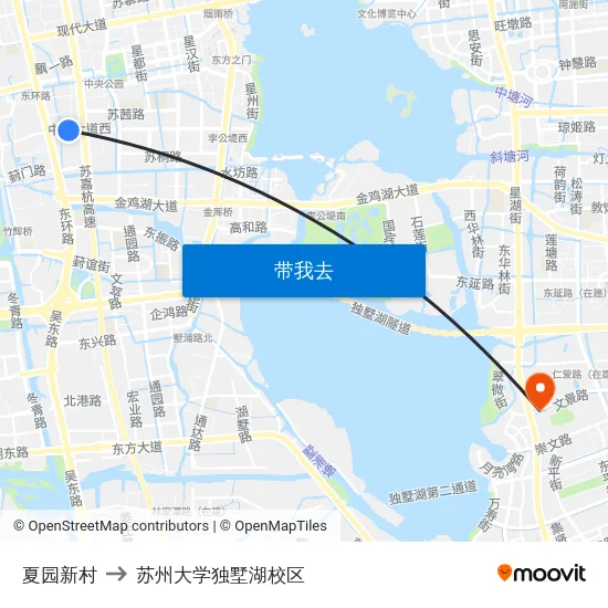 夏园新村 to 苏州大学独墅湖校区 map