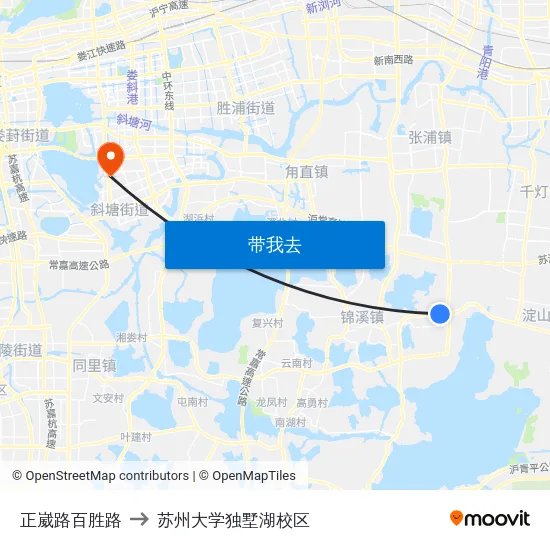 正崴路百胜路 to 苏州大学独墅湖校区 map