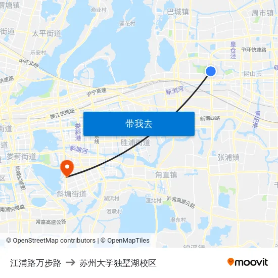 江浦路万步路 to 苏州大学独墅湖校区 map