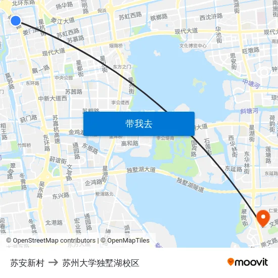 苏安新村 to 苏州大学独墅湖校区 map