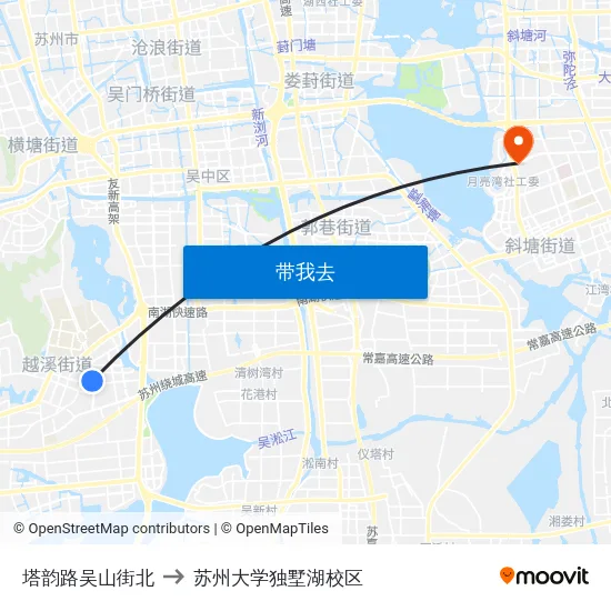 塔韵路吴山街北 to 苏州大学独墅湖校区 map