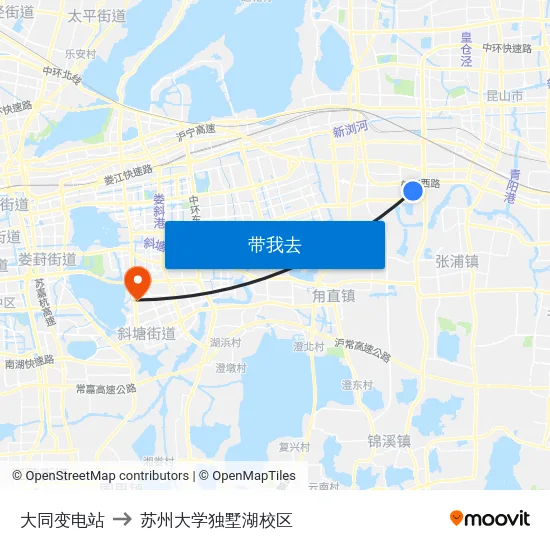 大同变电站 to 苏州大学独墅湖校区 map