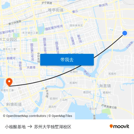 小核酸基地 to 苏州大学独墅湖校区 map